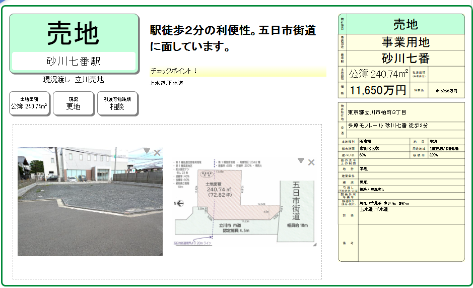 立川市売地１１６５０万円